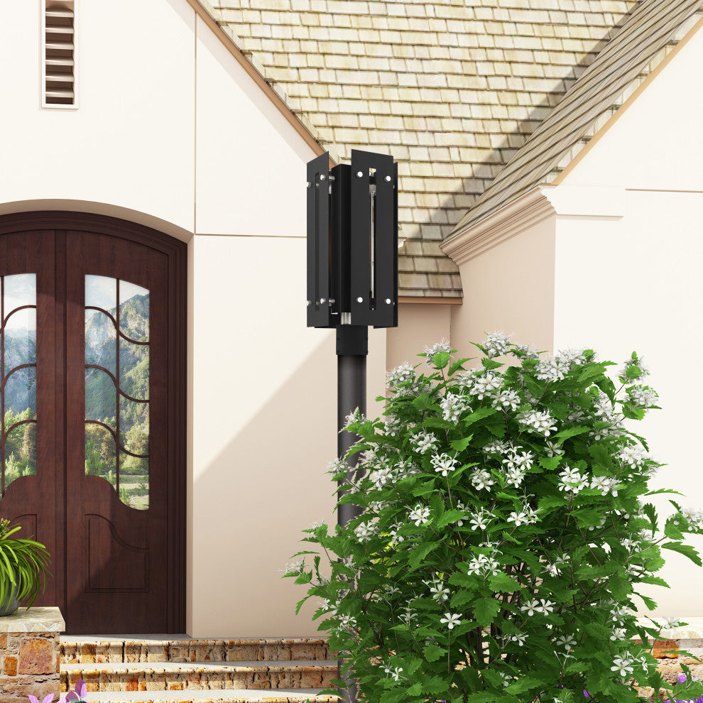 Livex Utrecht 1 Light Black/Brushed Nickel Large Outdoor Post Top Lantern