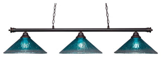 Oxford 3-Light Bar, Dark Granite/Teal Crystal