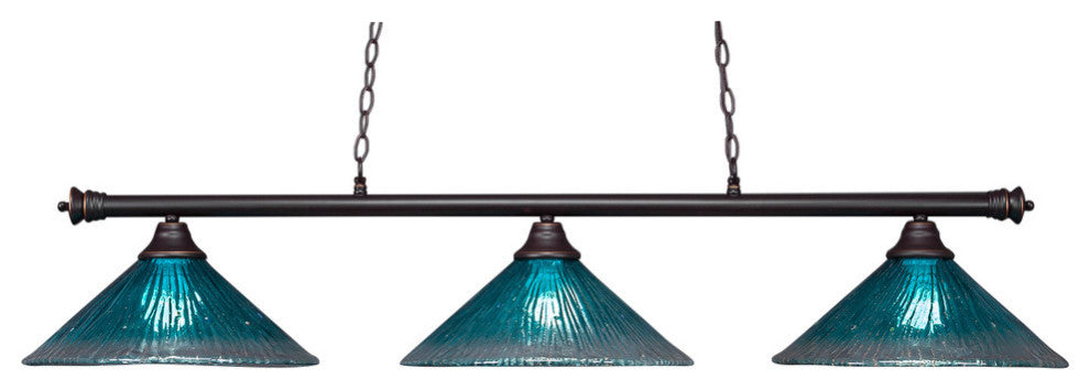 Oxford 3-Light Bar, Dark Granite/Teal Crystal