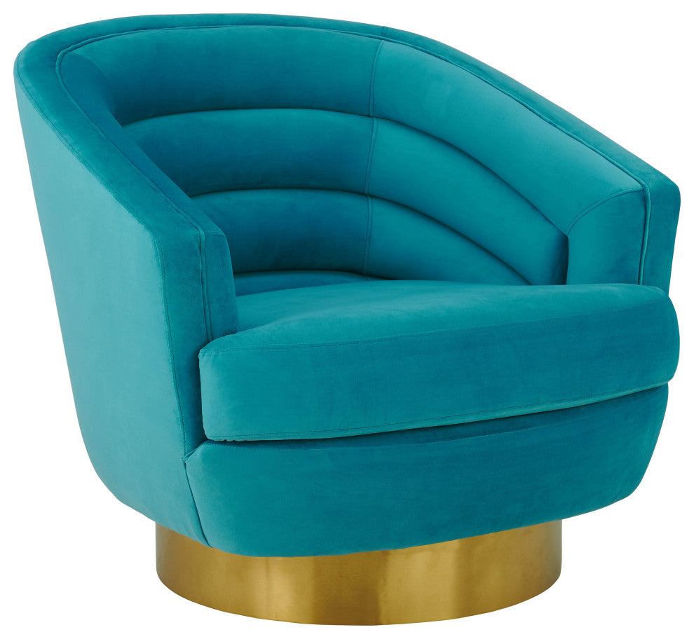Canyon Blue Velvet Swivel Chair - Blue