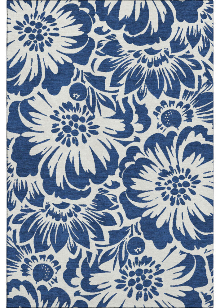 Premium Machine Washable Mayfield AMF551 Navy 3' x 5' Rug