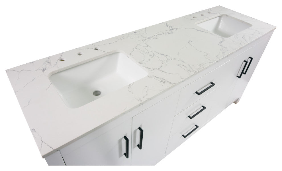 Copenhagen 72" Double Vanity, White, Engineered Marble