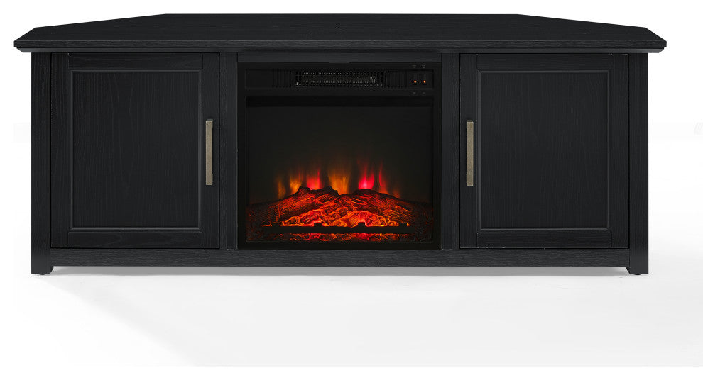 Camden 58" Corner TV Stand With Fireplace Black