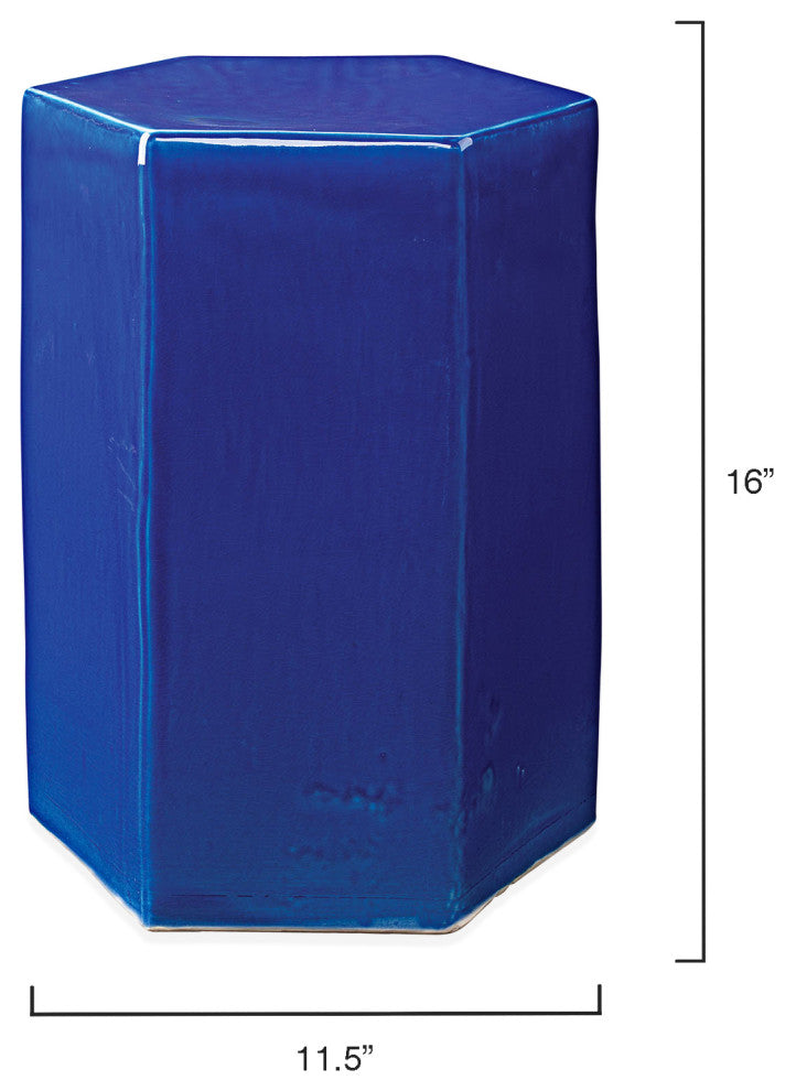 Porto Ceramic Indoor/Outdoor Side Table, Cobalt Blue, Large