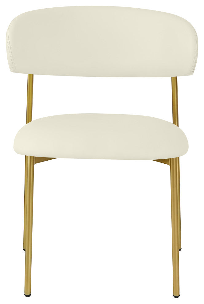 Lupita Vegan Leather Dining Chair, Set of 2, Cream, Brushed Gold Finish