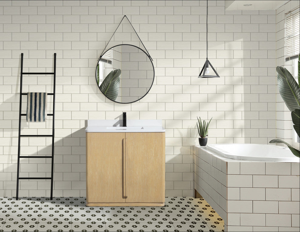 Lucas Bathroom Vanity, Washed Oak, 36", Single Sink, Freestanding