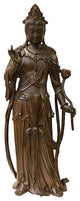 Chinese Brown Guan Yin Tara Bodhisattva Avalokitesvara Wood Statue, Hws2213