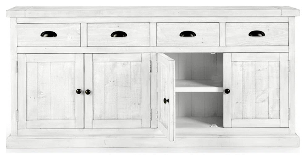 70" Rustic Sideboard Buffet, Soft White