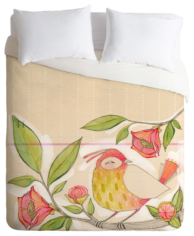 Deny Designs Cori Dantini Little Bird On A Flowery Branch Duvet Cover - Lightwei
