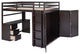 Gewnee Full size Wood Loft Bed with Drawers,Desk and Wardrobe in Espresso