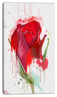 Colorful Red Rose Sketch Watercolor, Floral Canvas Art Print, 16"x32"