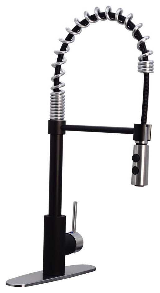 36" Single Bowl Farmhouse Solid Surface Sink and Faucet Kit, Black/Steel