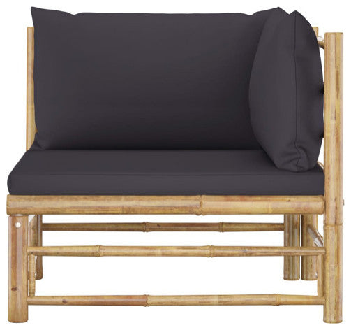 vidaXL Patio Corner Sofa Sectional Sofa with Cushions Modular Seat Bamboo
