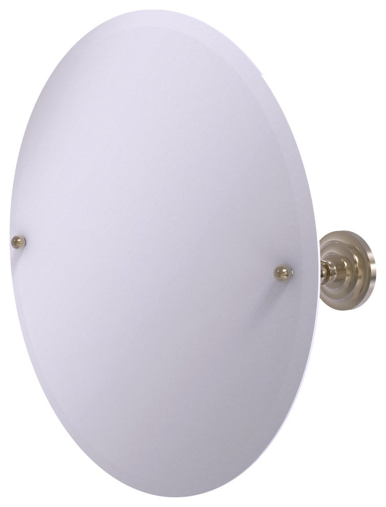 Frameless Round Beveled Edge Tilt Mirror, Antique Pewter