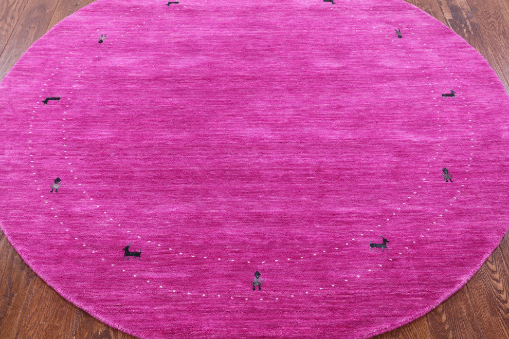 6' Round Persian Gabbeh Hand Knotted Wool Rug - Q15048