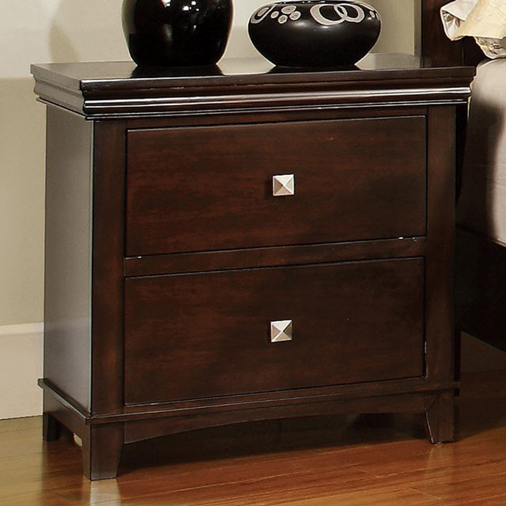 Benzara BM123110 Pebble Transitional Nightstand, Espresso Finish