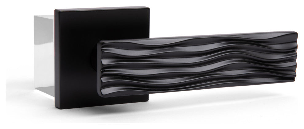 Modern Heavy Duty Designer Interior Door Lever - Ridge Collection, Matte Black, Passage Right Hand