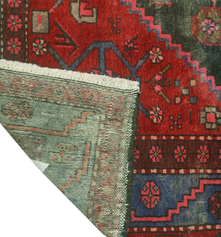 Fine Vintage Distressed Kora Charcoal/Rust Runner, 4'7x13'0