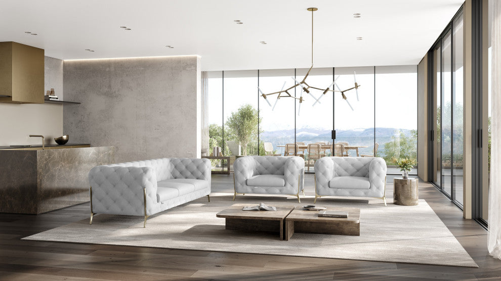 Angelica Italian Leather 2 Chair Set, White
