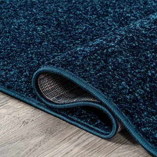Haze Solid Low-Pile Runner Rug, Navy, 5' Round