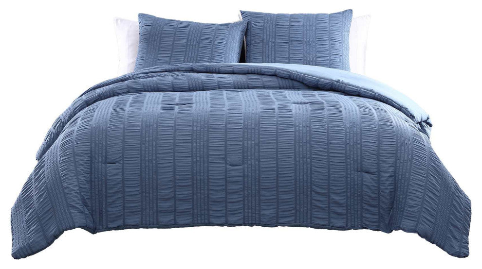The Nesting Company Elm 3 Piece Comforter Set - Queen - Blue