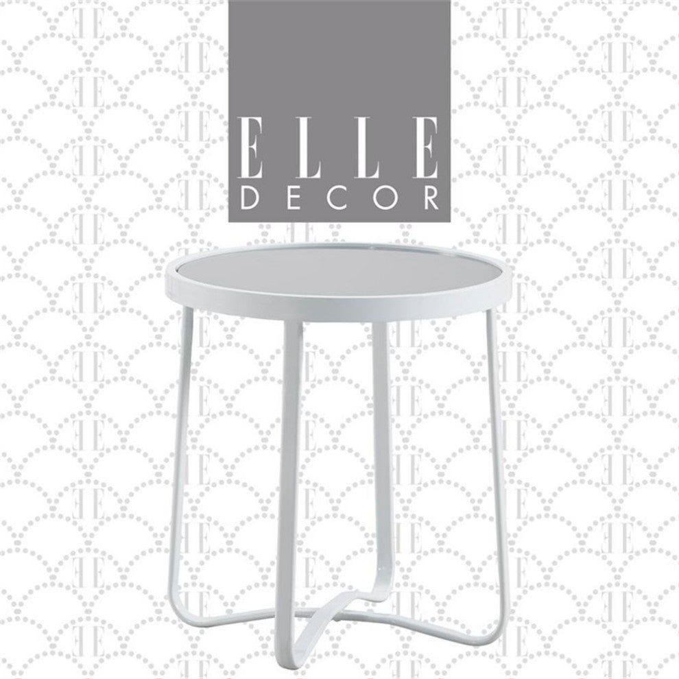 Elle Decor Mirabelle Outdoor Side Table in French White