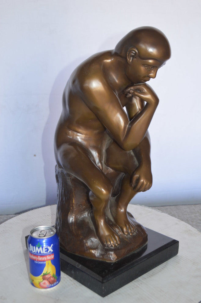The Thinker by Rodin Bronze Statue Replica -  Size: 10"L x 11"W x 20"H.