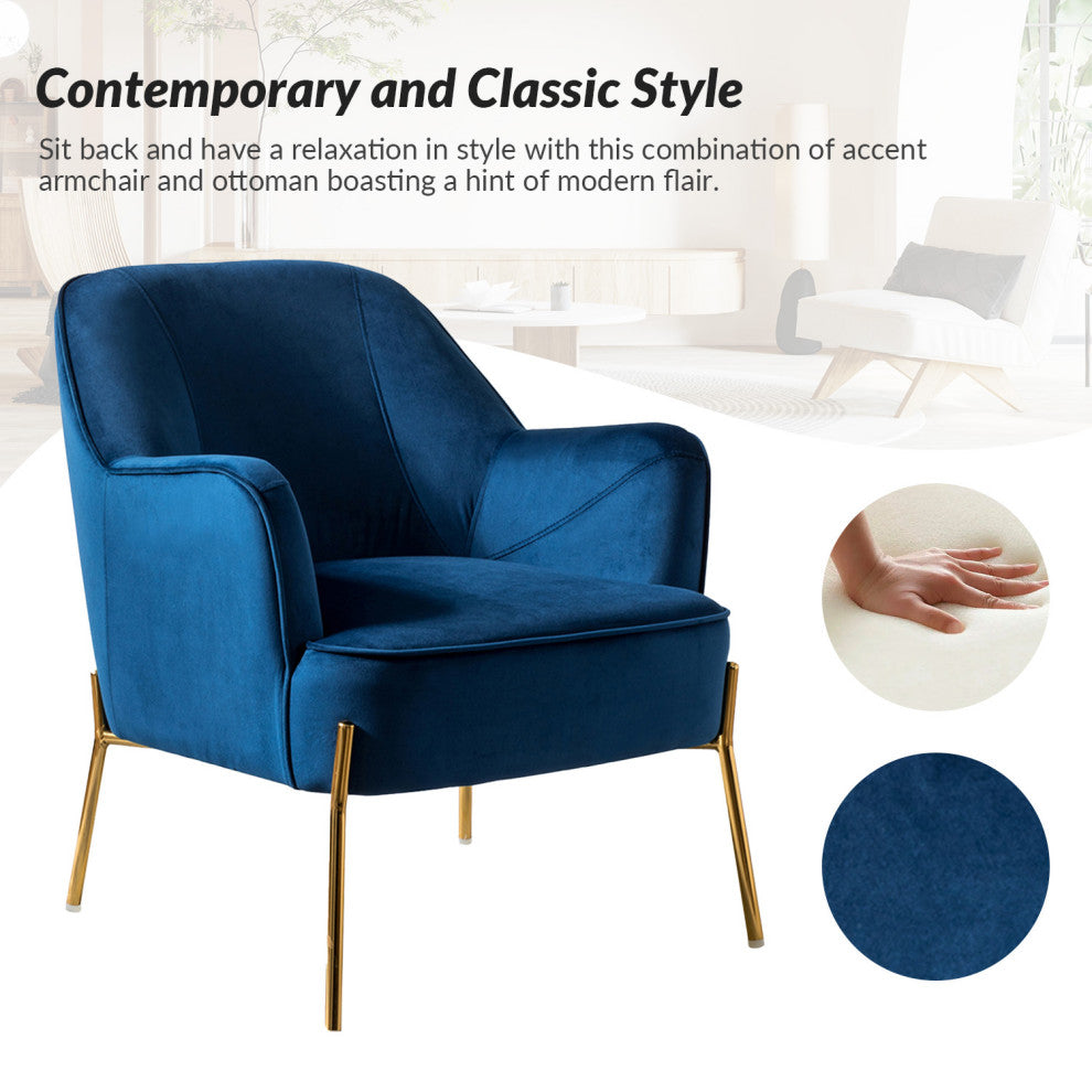 Nora Fabric Accent Chair, Navy