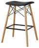 Mid Century Faux Leather Solid Wood Metal Kitchen Counter Height Stool - Black