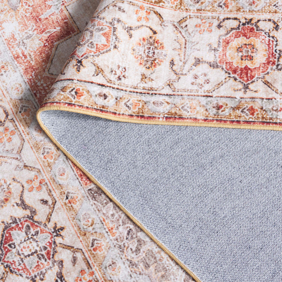 Safavieh Arizona Machine-Washable Collection ARZ305 Rug, Beige/Rust, 2'6"x8'