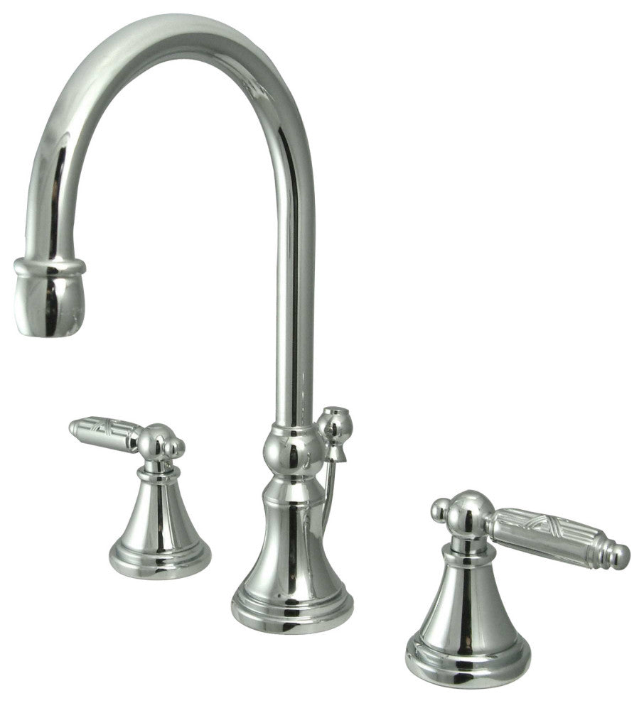 Fauceture Widespread Bathroom Faucet With Brass Pop-Up, Polished Chrome