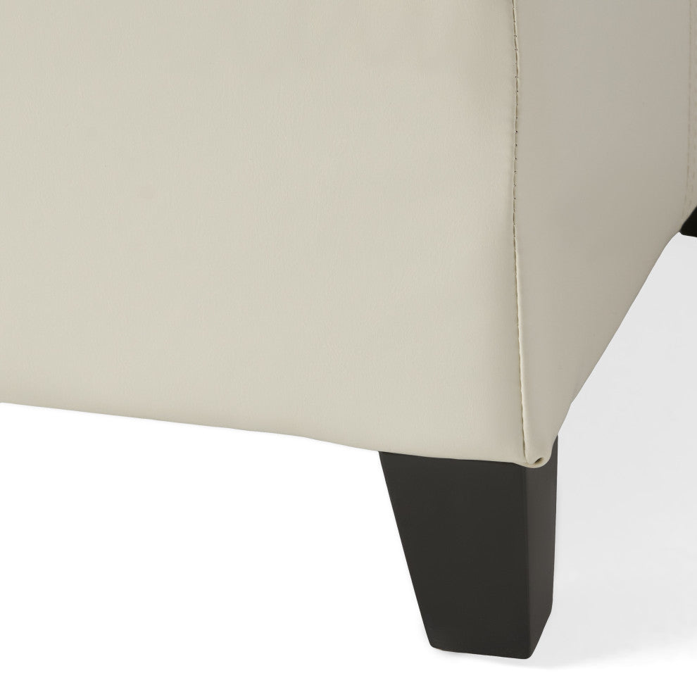 GDF Studio Skyler Beige Fabric Storage Ottoman Bench, Ivory