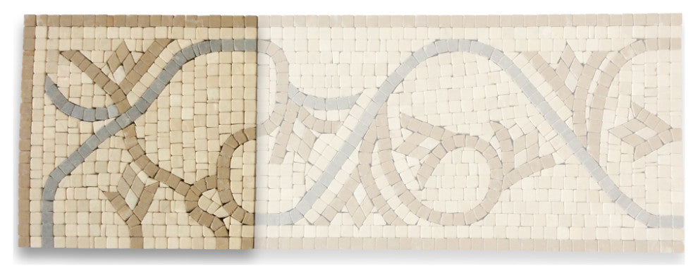 Marble Mosaic Border Decorative Tile Carina Beige 7.5x7.5 Tumbled, 1 piece
