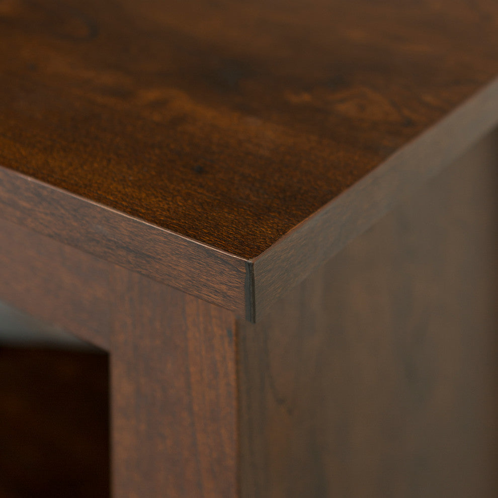 70" Wood Media TV Stand Storage Console, Traditional Brown