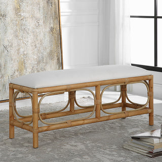 Uttermost 23755 Laguna 48"W Wood Framed Fabric Bench - White