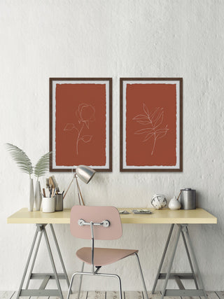 Roses and Leaves Diptych, 2-Piece Set, 24x36 Panels