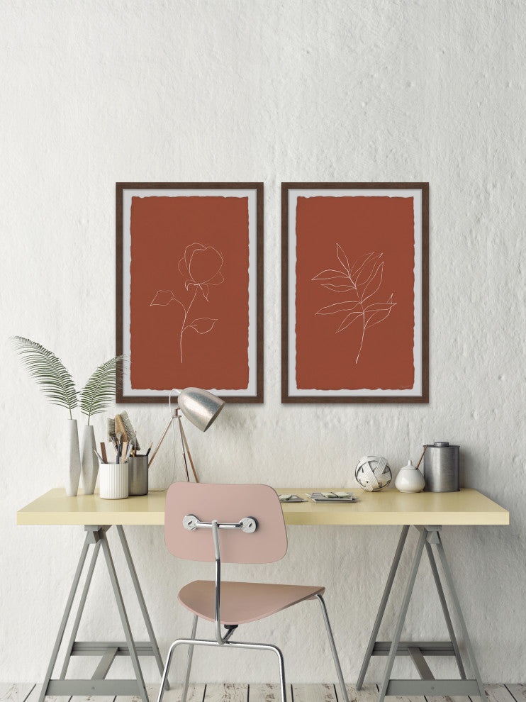 Roses and Leaves Diptych, 2-Piece Set, 24x36 Panels