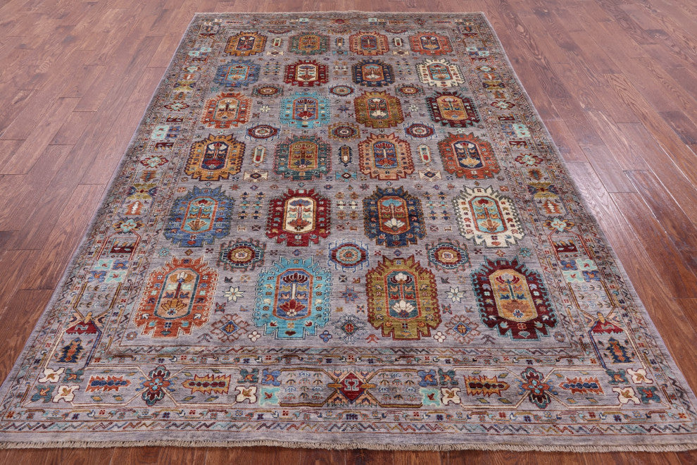 6' 8" X 9' 5" Fine Turkmen Ersari Hand-Knotted Wool Rug - Q12392