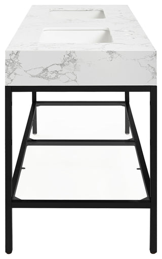 Marmo Bathroom Vanity, White, 60" Wide, Matte Black Finish