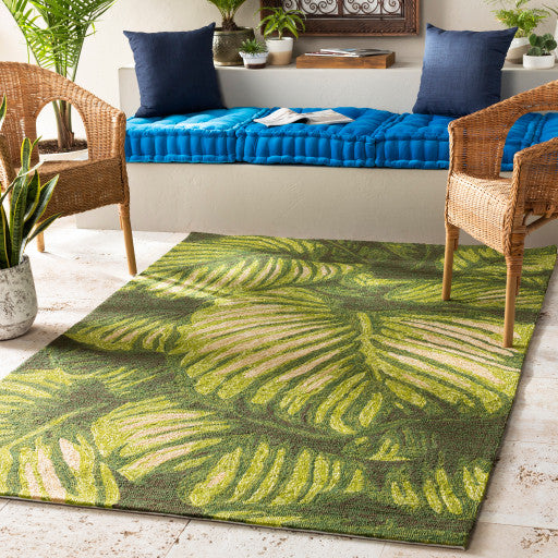 Surya Rain RAI-1264 5'x8' Rug, Lime/Dark Green/Cream/Ivory/Dark Brown