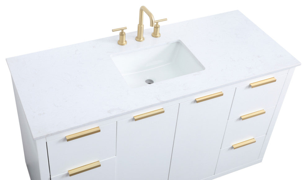 Bethany Single Bathroom Vanity, White, 54"