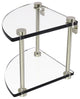 Two Tier Corner Glass Shelf, Polished Nickel