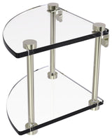 Two Tier Corner Glass Shelf, Polished Nickel