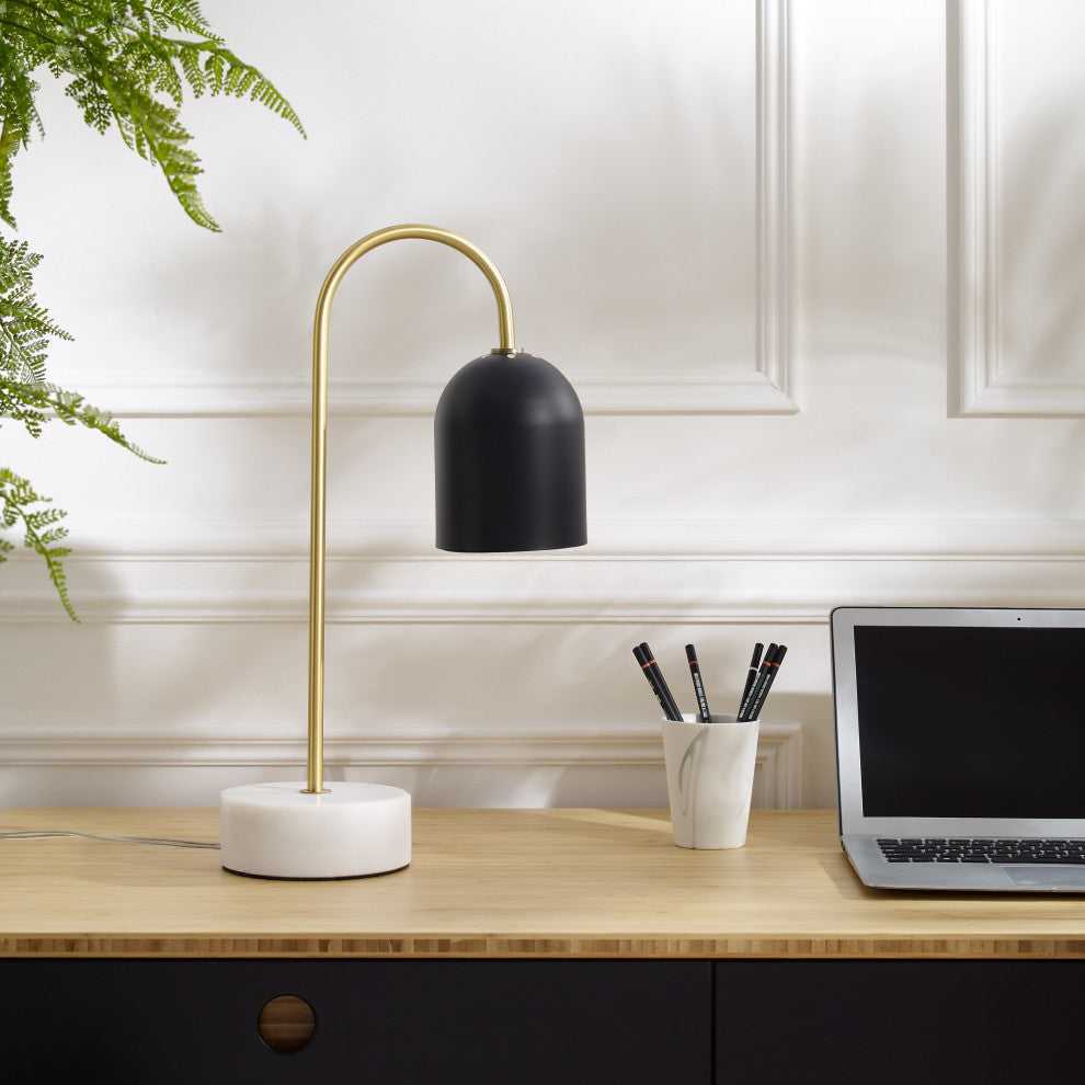 Inspired Home Brileigh Table Lamp, Marble Stone Base, Black