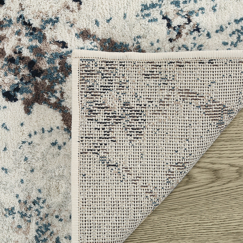 LNC Distressed Polyester Non Slip Area Rug, 5' X 7'