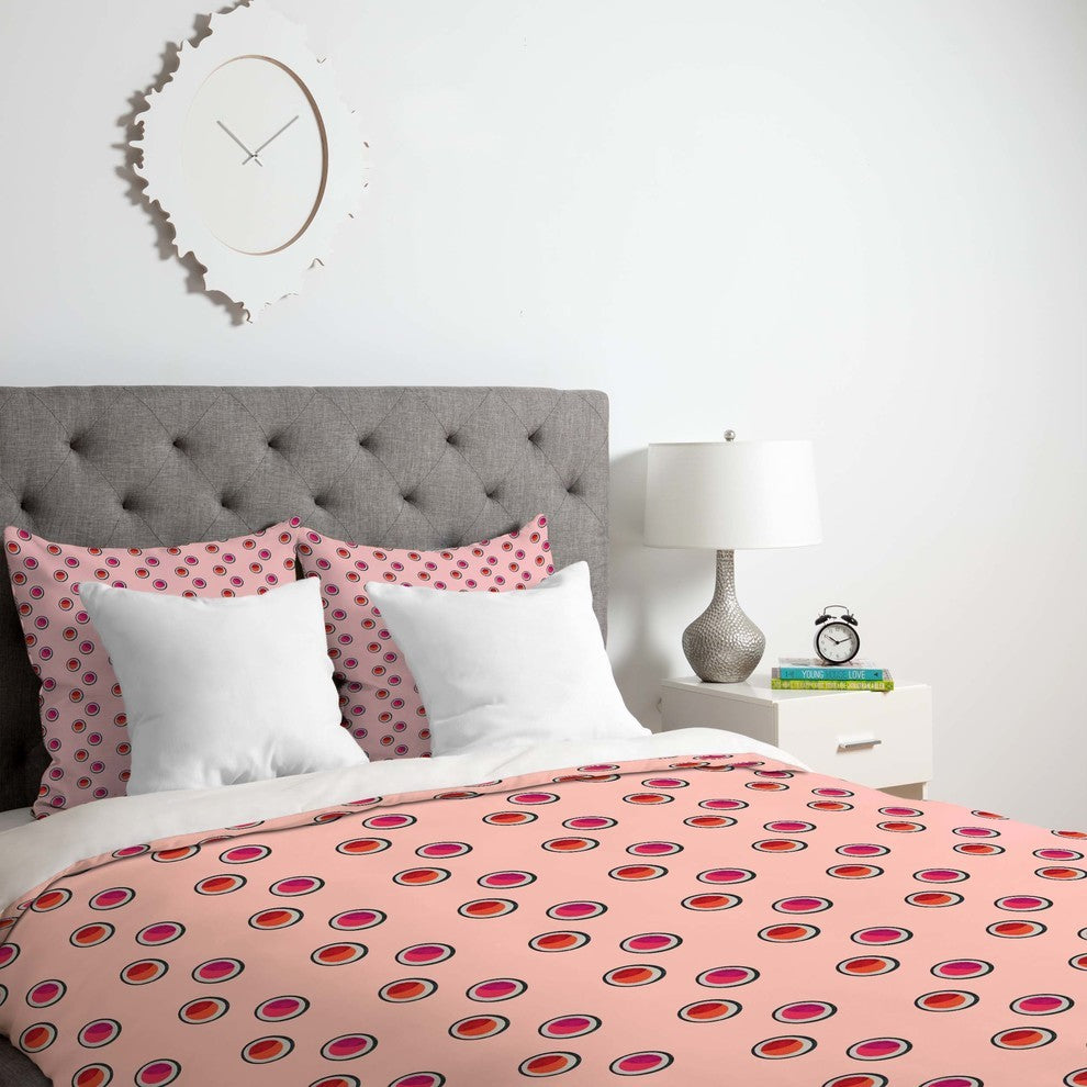 Deny Designs Laura Redburn Circle Spot Dot Pink Duvet Cover - Lightweight