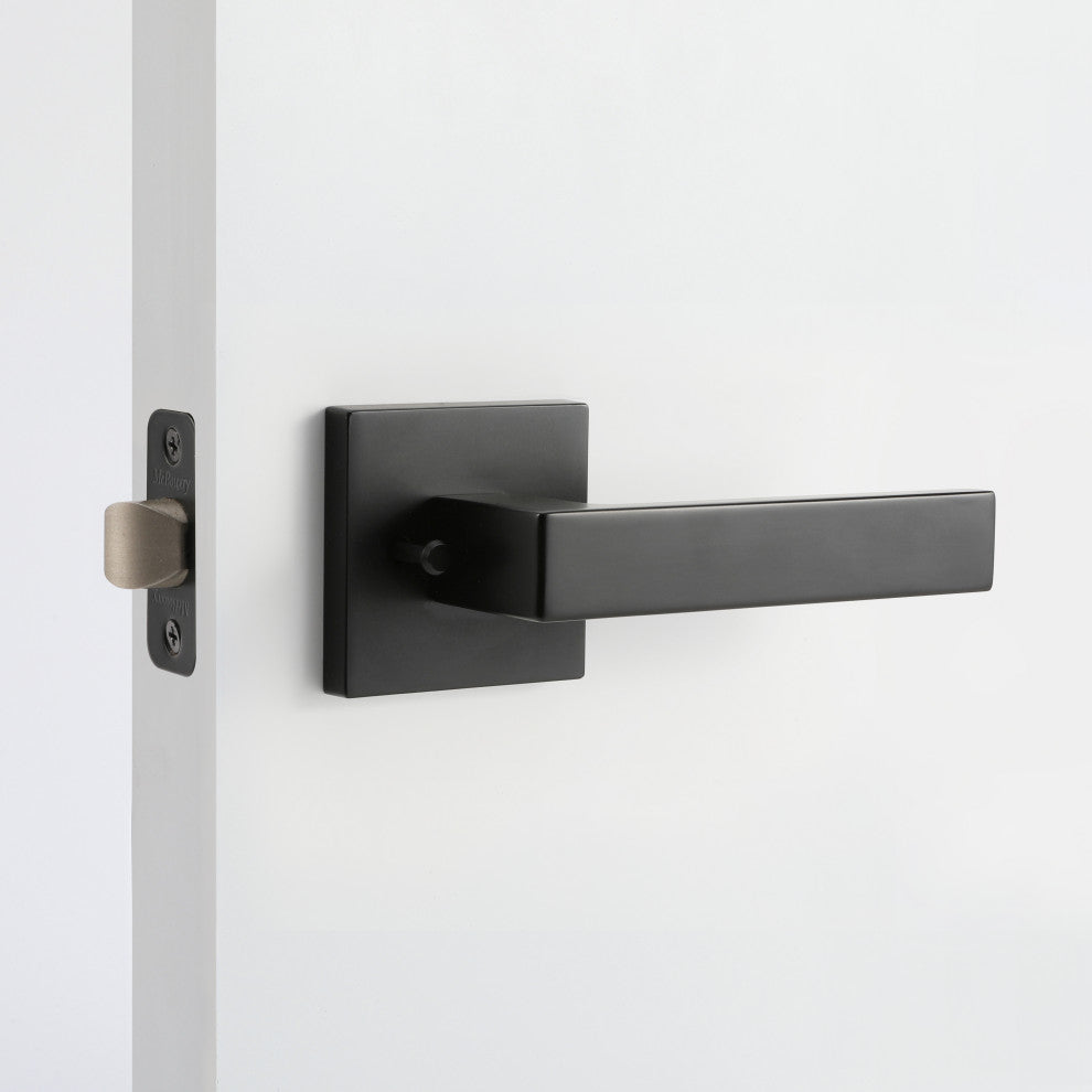 Modern Heavy Duty Designer Interior Door Lever - Allen Collection, Matte Black, Privacy Right Hand