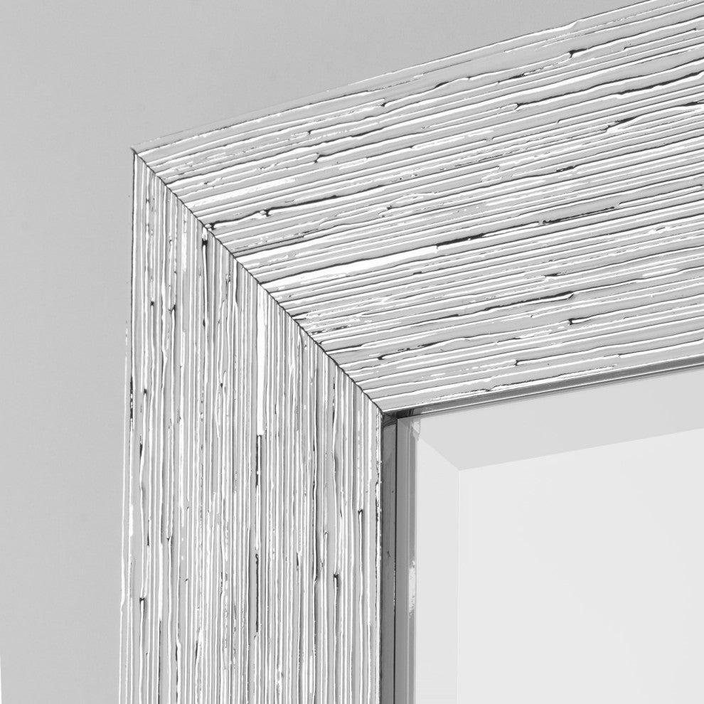 Head West Chrome Textured Frame Accent Wall Mirror - 23" x 29"