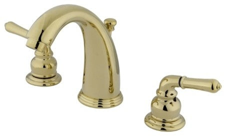 Kingston Brass Widespread Bathroom Faucet With Retail Pop-Up, Polished Brass