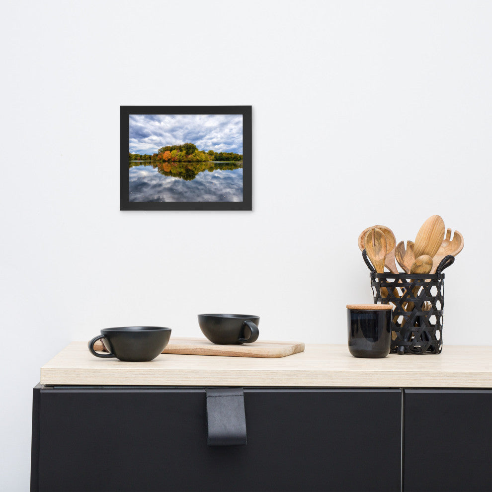 Autumn Reflections Rural Landscape Framed Photo Paper Wall Art Prints, Black, 8" X 10"